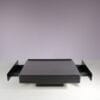 m28116 1960s Caori coffee table in black wood with aluminium top Vico Magistretti Gavina, Italy