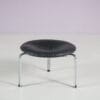 m28112 1960s PK33 Stool in chrome plated metal with leather cushions Poul Kjaerholm Kold Christensen, Denmark