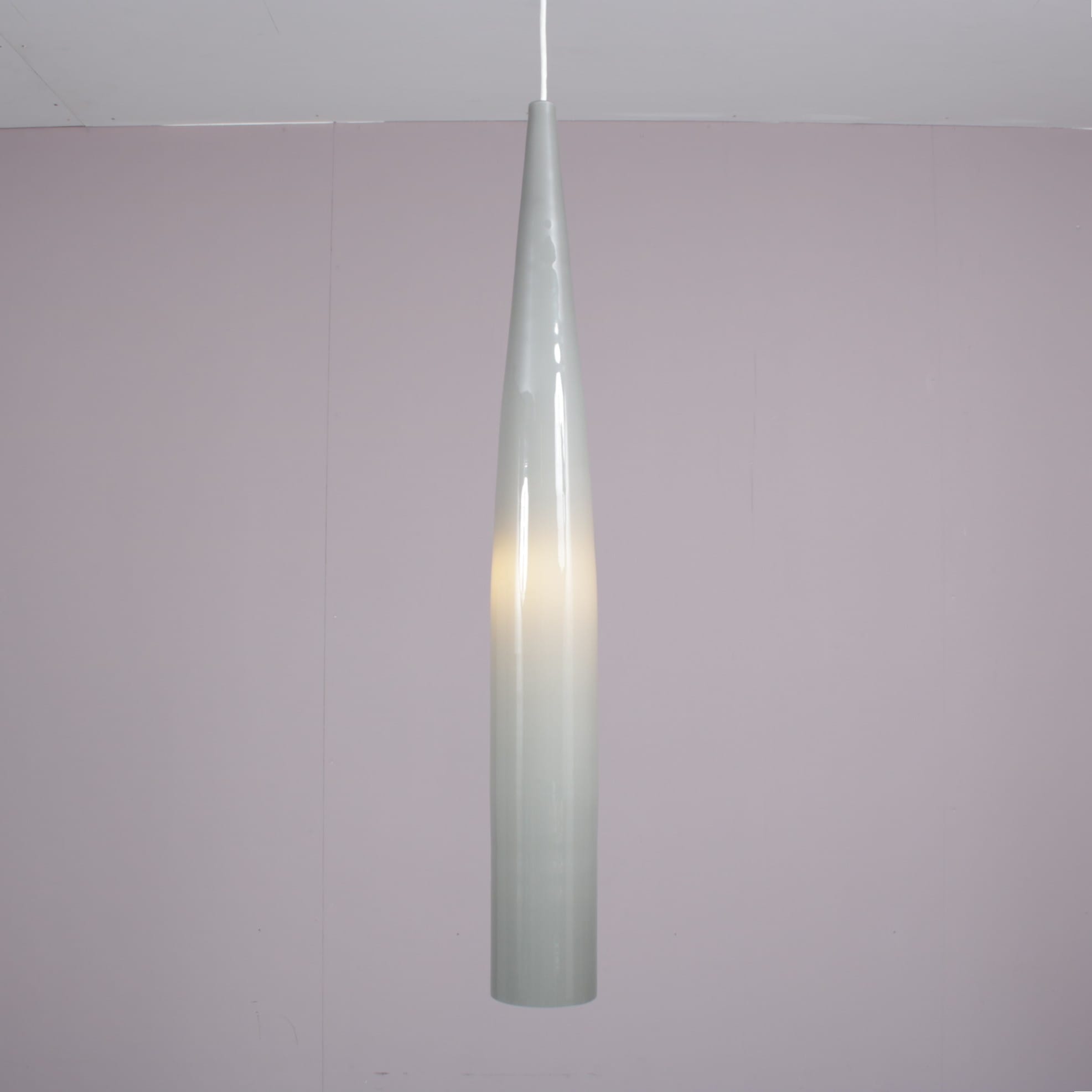 L5292C 1960s Hanging lamp in grey glass Alessandro Pianon Vistosi, Italy