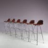 m28132-7 1960s Les Arcs Bar stool in chrome plated metal with leather seat Dal Vera, selected by Charlotte Perriand Italy