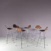 m28132-7 1960s Les Arcs Bar stool in chrome plated metal with leather seat Dal Vera, selected by Charlotte Perriand Italy