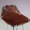 m28132-7 1960s Les Arcs Bar stool in chrome plated metal with leather seat Dal Vera, selected by Charlotte Perriand Italy