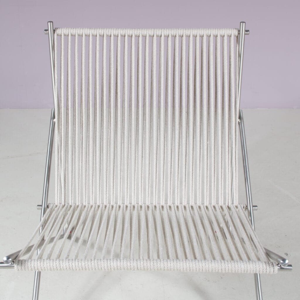 m28139 2020s Easy chair PK4 in chrome metal with rope / Poul Kjaerholm / Fritz Hansen, Denmark
