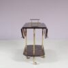m28143 1960s Bar cart with drop leaves in lacquered goat skin with brass base Aldo Tura Italy