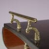 m28143 1960s Bar cart with drop leaves in lacquered goat skin with brass base Aldo Tura Italy