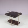m28143 1960s Bar cart with drop leaves in lacquered goat skin with brass base Aldo Tura Italy