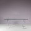 m28142 1970s Dining table or desk, model T07, on metal trestle base with glass top Peter Ghyczy Ghyczy, Netherlands