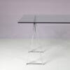 m28142 1970s Dining table or desk, model T07, on metal trestle base with glass top Peter Ghyczy Ghyczy, Netherlands