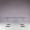 m28142 1970s Dining table or desk, model T07, on metal trestle base with glass top Peter Ghyczy Ghyczy, Netherlands