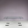 m28142 1970s Dining table or desk, model T07, on metal trestle base with glass top Peter Ghyczy Ghyczy, Netherlands