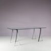 m28142 1970s Dining table or desk, model T07, on metal trestle base with glass top Peter Ghyczy Ghyczy, Netherlands
