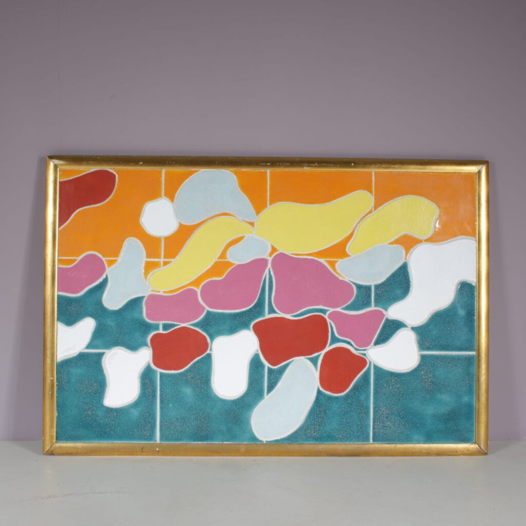m23054 Jan Snoeck Framed Ceramics Arwork, Netherlands 1960s