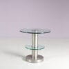 m28193 1970s Edition of 1930s Side table in matte chrome metal with two round glass tops Gio Ponti Fontana Arte, Italy