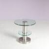 m28193 1970s Edition of 1930s Side table in matte chrome metal with two round glass tops Gio Ponti Fontana Arte, Italy