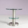 m28193 1970s Edition of 1930s Side table in matte chrome metal with two round glass tops Gio Ponti Fontana Arte, Italy