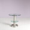 m28193 1970s Edition of 1930s Side table in matte chrome metal with two round glass tops Gio Ponti Fontana Arte, Italy