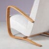 m27931 1950s Pair of H269 easy chairs in light wood with new off white velvet upholstery / Jindrich Halabala / Up Zadovy, Czech