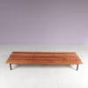 INC233 1950s Cansado bench in teak wood with black metal frame Charlotte Perriand, France