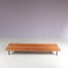 INC234 1950s "Cansado" bench in teak wood with black metal frame / Charlotte Perriand, France