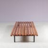 INC234 1950s "Cansado" bench in teak wood with black metal frame / Charlotte Perriand, France