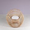 INC236 1950s Soleil chair in rattan with fabric cushion Janine Abraham & Dirk Jan Rol, France