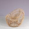 INC236 1950s Soleil chair in rattan with fabric cushion Janine Abraham & Dirk Jan Rol, France
