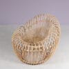 INC236 1950s Soleil chair in rattan with fabric cushion Janine Abraham & Dirk Jan Rol, France