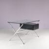 m28250 1960s Desk in chrome metal with black wood and glass top Franco Albini Knoll International, USA