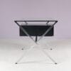 m28250 1960s Desk in chrome metal with black wood and glass top Franco Albini Knoll International, USA