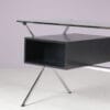 m28250 1960s Desk in chrome metal with black wood and glass top Franco Albini Knoll International, USA