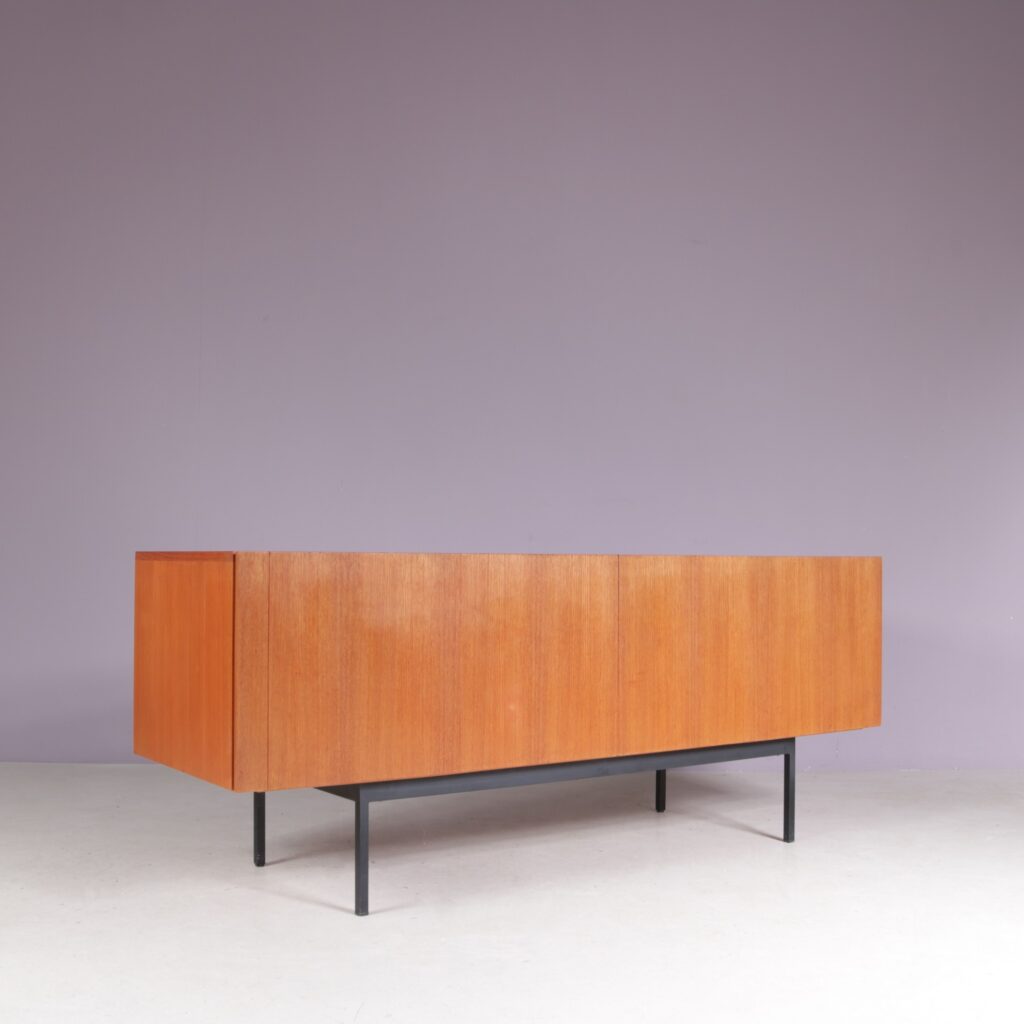 1950s Teak sideboard on black metal base model: B20 by Dieter Wäckerling for Behr Germany
